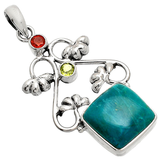 Azurite Chrysocolla, Garnet & Peridot Pendant P-1294 SDP149470