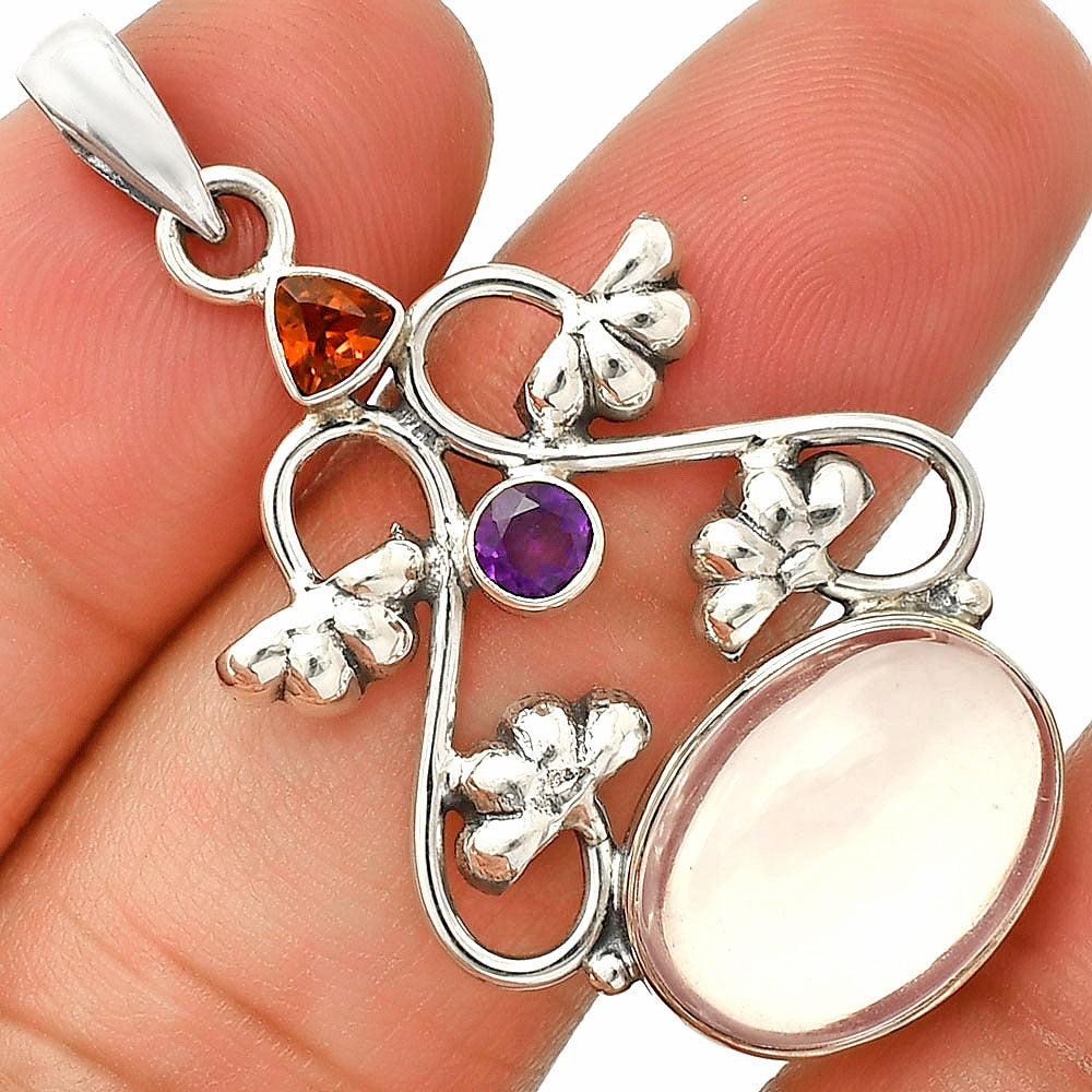 Rose Quartz, Mandarin Citrine & Amethyst Pendant P-1294 SDP149484