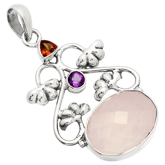 Rose Quartz, Mandarin Citrine & Amethyst Pendant P-1294 SDP149492