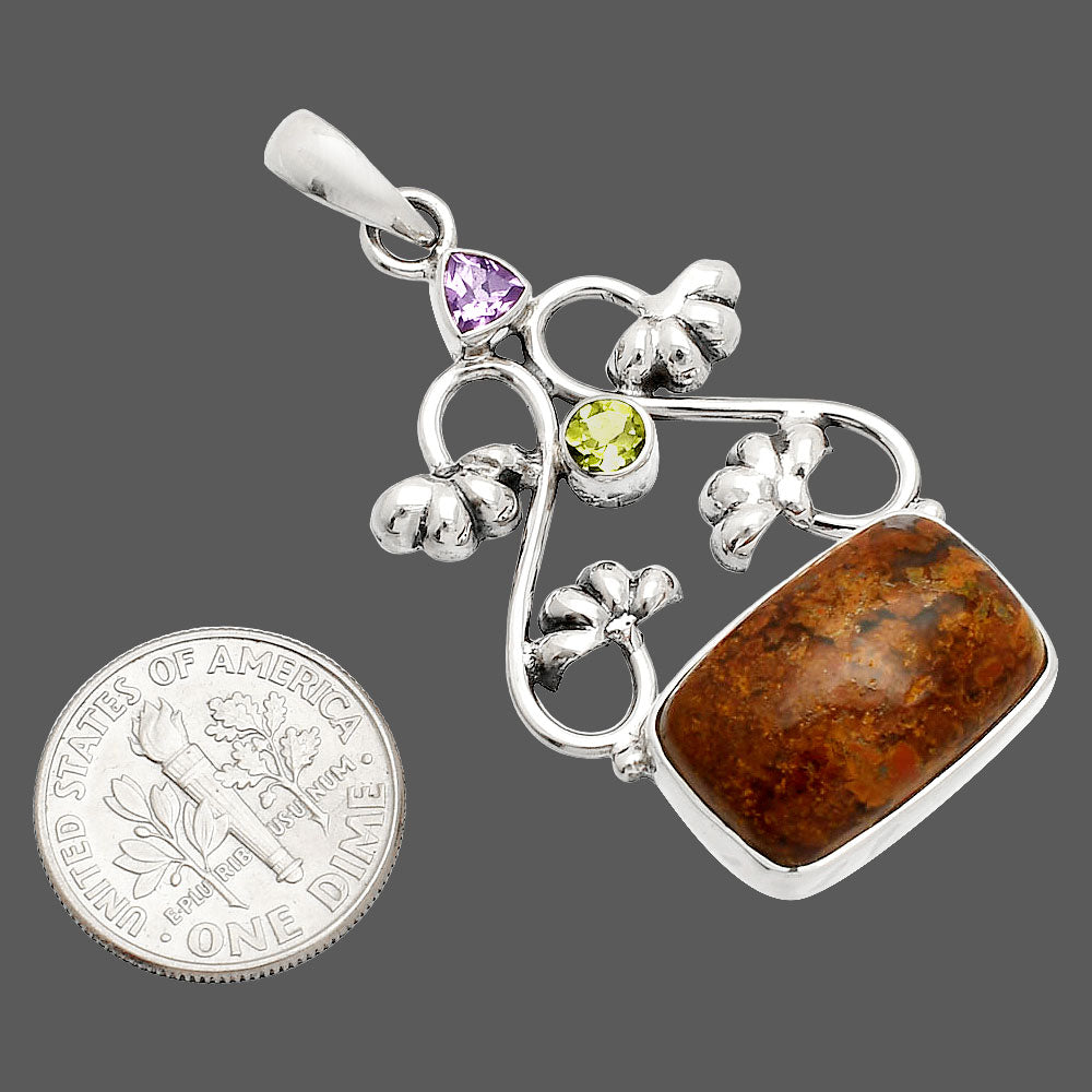 Rare Cady Mountain Agate, Amethyst & Peridot Pendant P-1294 SDP149494
