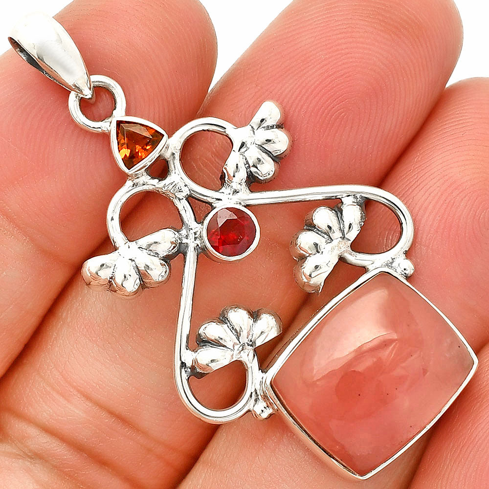 Guava Quartz, Mandarin Citrine & Garnet Pendant P-1294 SDP149496