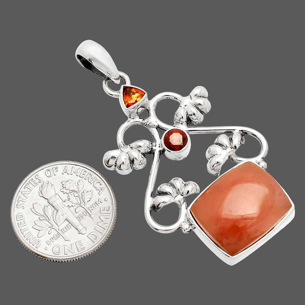 Guava Quartz, Mandarin Citrine & Garnet Pendant P-1294 SDP149496