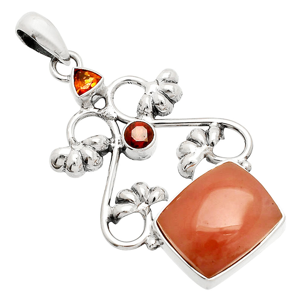 Guava Quartz, Mandarin Citrine & Garnet Pendant P-1294 SDP149496