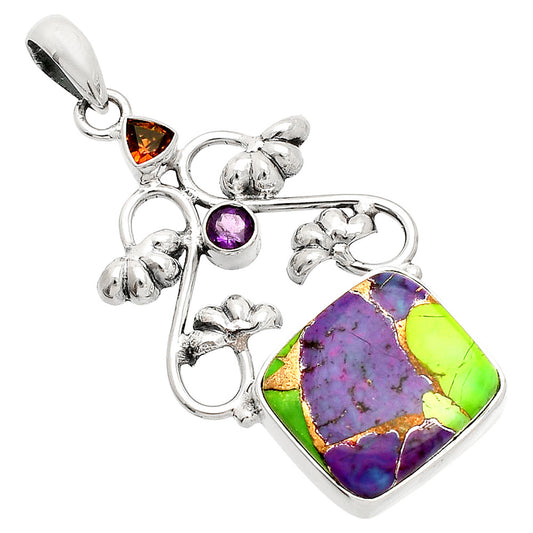Multi Copper Turquoise, Mandarin Citrine & Amethyst Pendant P-1294 SDP149503