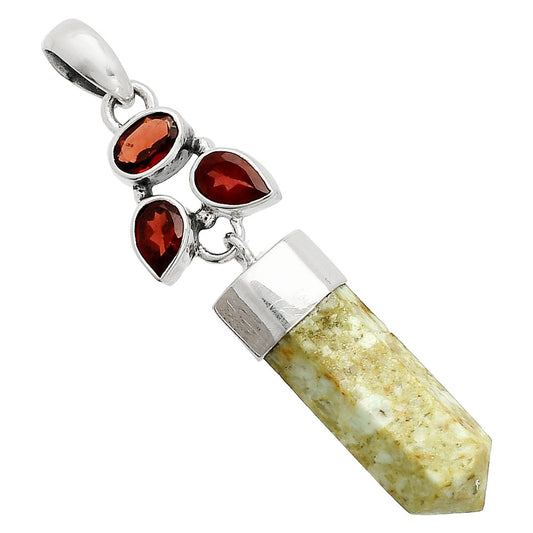 Authentic White Buffalo Turquoise Nevada, Garnet Point Pendant P-1307 SDP149572