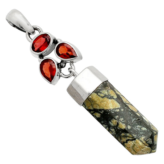 Authentic White Buffalo Turquoise Nevada, Garnet Point Pendant P-1307 SDP149576