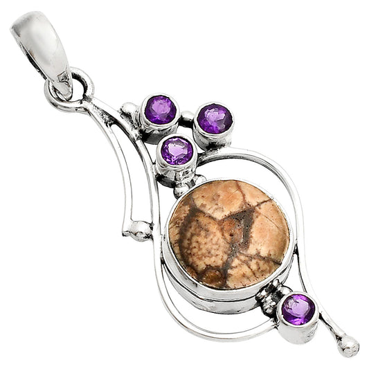 Natural Mexican Bird Eye & Amethyst Pendant P-1037 SDP149610