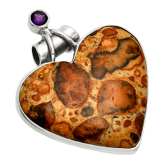 Heart - Leopardite Jasper & Amethyst Pendant P-1159 SDP149650