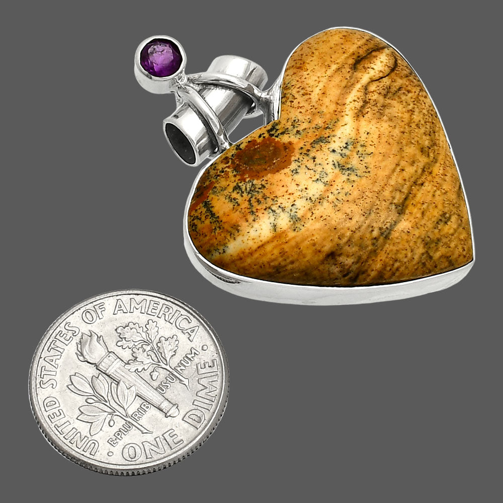 Heart - Picture Jasper & Amethyst Pendant P-1159 SDP149652
