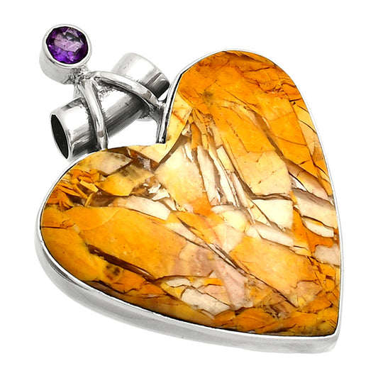 Heart Brecciated Mookaite & Amethyst Pendant P-1159 SDP149656