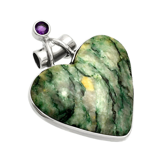 Heart - Green Mariposite & Amethyst Pendant P-1159 SDP149666