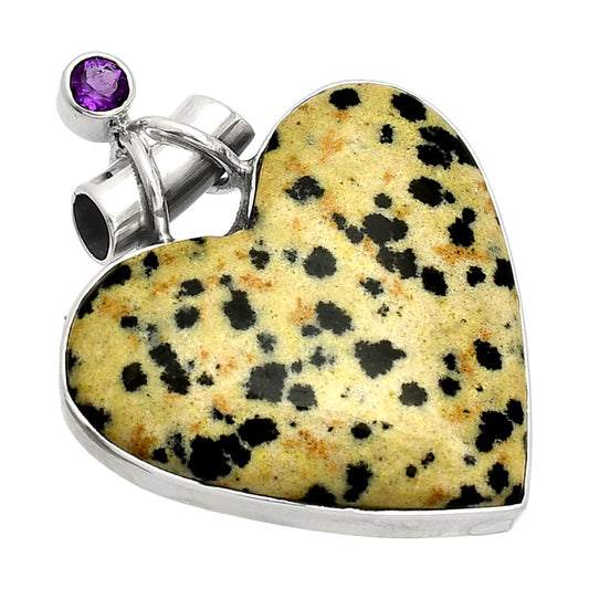 Heart - Natural Dalmatian & Amethyst Pendant P-1159 SDP149669