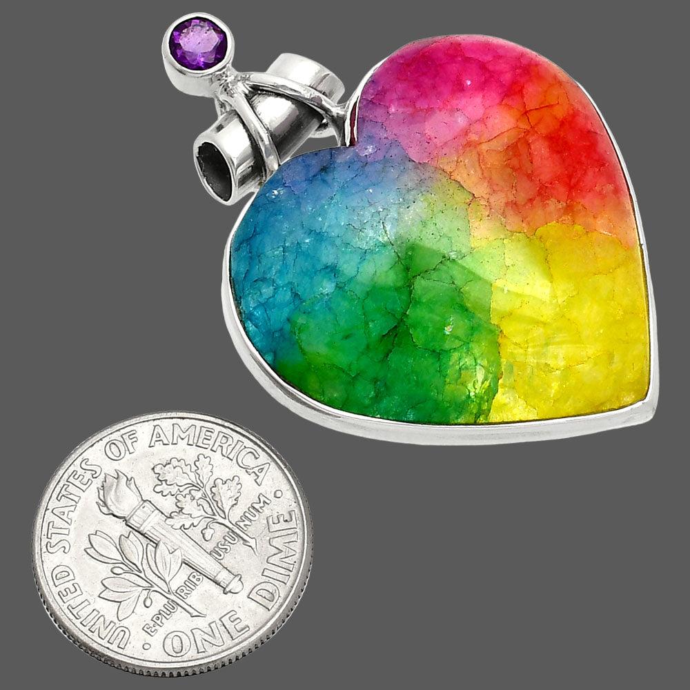 Heart - Multi Solar Quartz & Amethyst Pendant P-1159 SDP149672