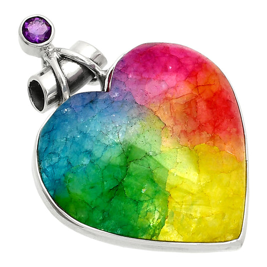 Heart - Multi Solar Quartz & Amethyst Pendant P-1159 SDP149672