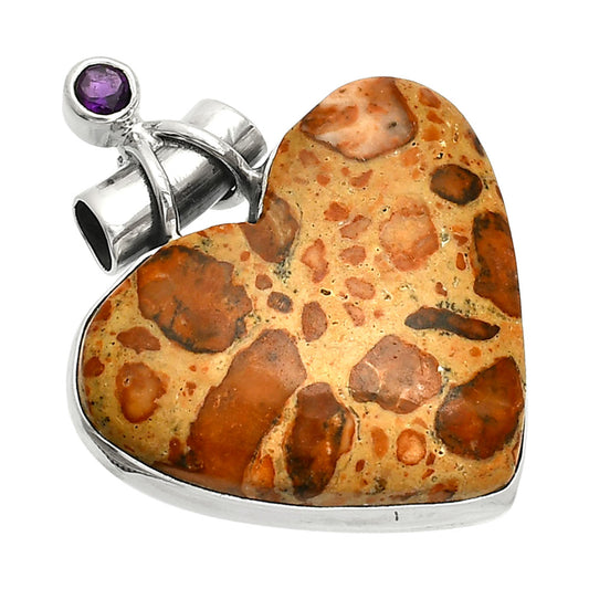 Heart - Leopardite Jasper & Amethyst Pendant P-1159 SDP149680