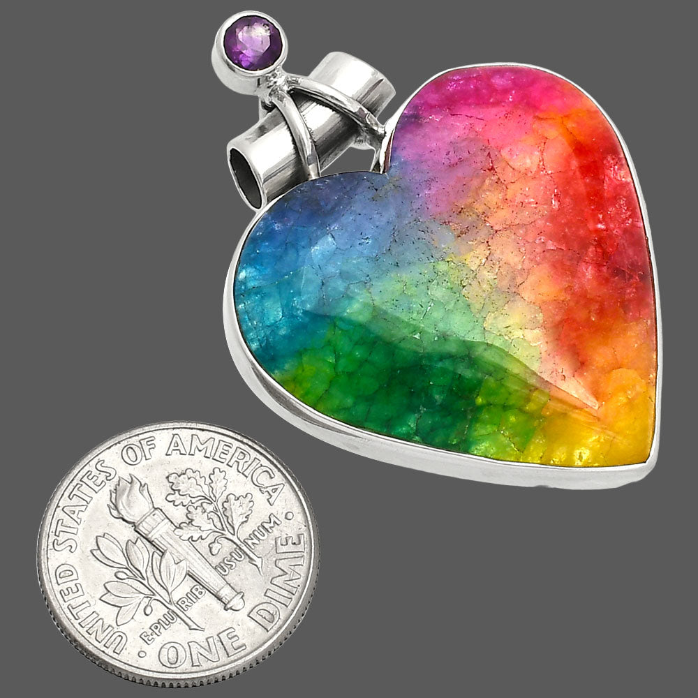 Heart - Multi Solar Quartz & Amethyst Pendant P-1159 SDP149687