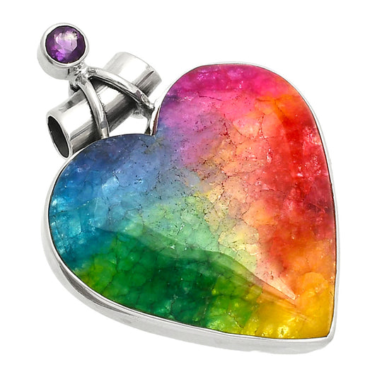 Heart - Multi Solar Quartz & Amethyst Pendant P-1159 SDP149687