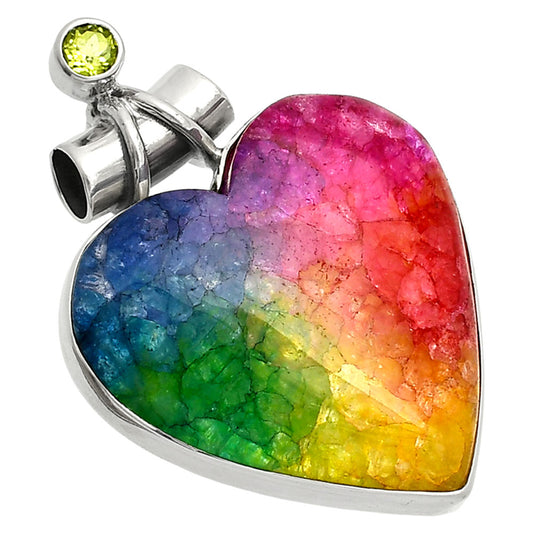 Heart - Multi Solar Quartz & Peridot Pendant P-1159 SDP149688