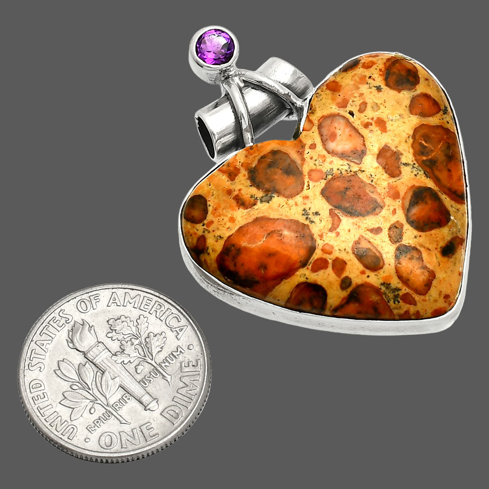Heart - Leopardite Jasper & Amethyst Pendant P-1159 SDP149690