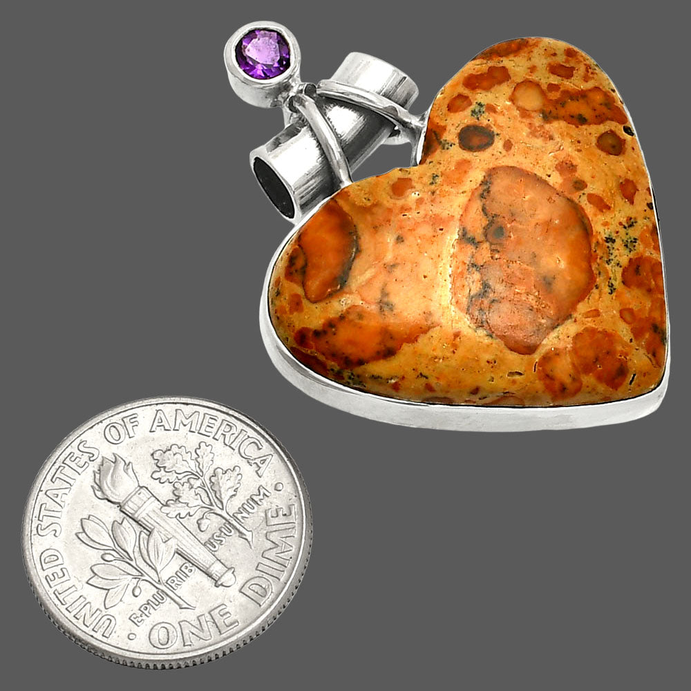 Heart - Leopardite Jasper & Amethyst Pendant P-1159 SDP149701