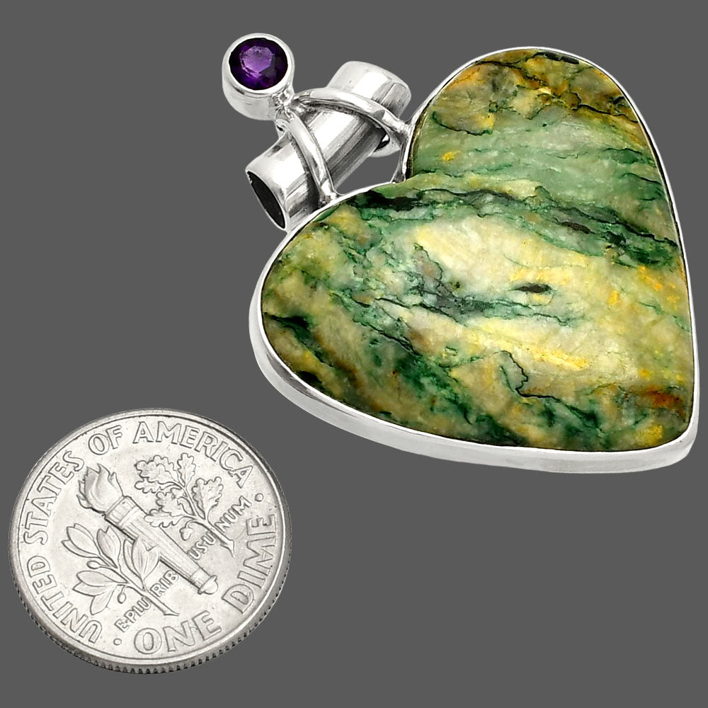 Heart - Green Mariposite & Amethyst Pendant P-1159 SDP149709