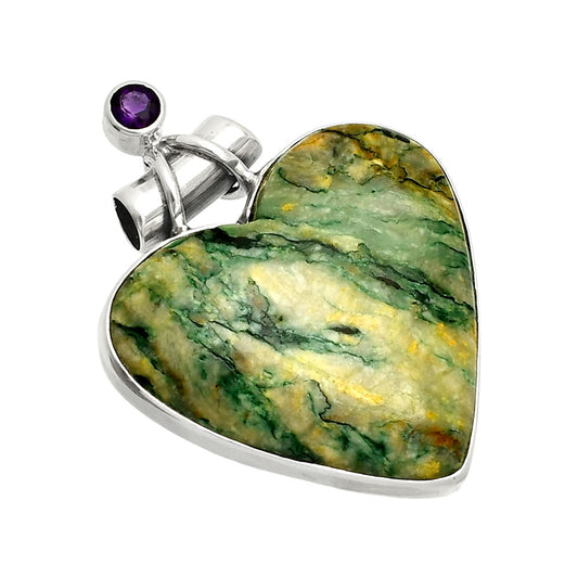 Heart - Green Mariposite & Amethyst Pendant P-1159 SDP149709