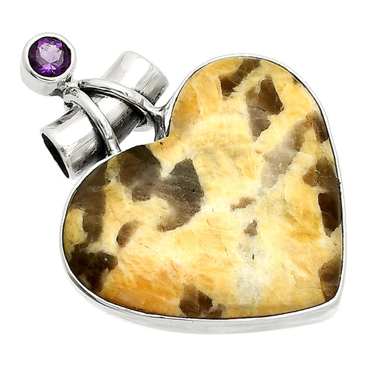Heart - Septarian - Dragon Stone & Amethyst Pendant P-1159 SDP149740