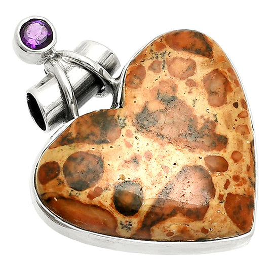 Heart - Leopardite Jasper & Amethyst Pendant P-1159 SDP149748