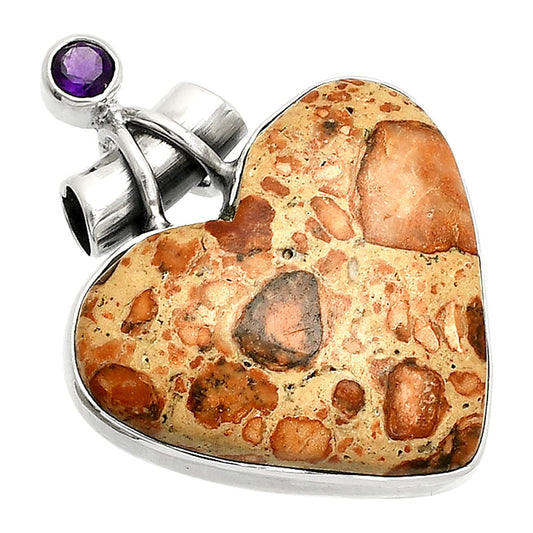 Heart - Leopardite Jasper & Amethyst Pendant P-1159 SDP149750