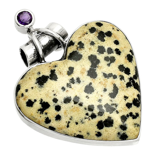Heart - Natural Dalmatian & Amethyst Pendant P-1159 SDP149767