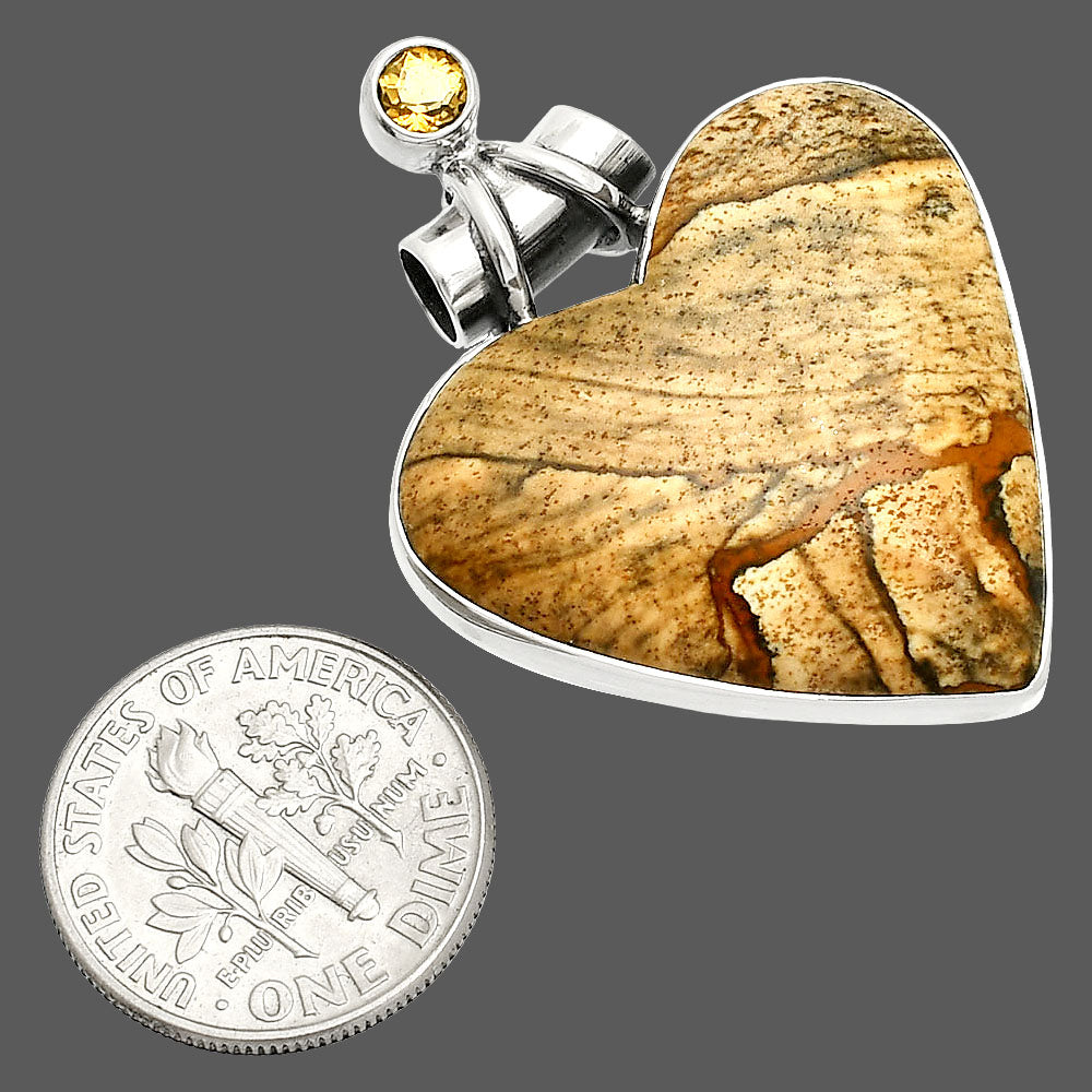 Heart - Picture Jasper & Citrine Pendant P-1159 SDP149770