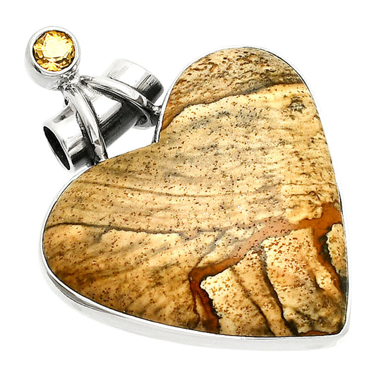 Heart - Picture Jasper & Citrine Pendant P-1159 SDP149770