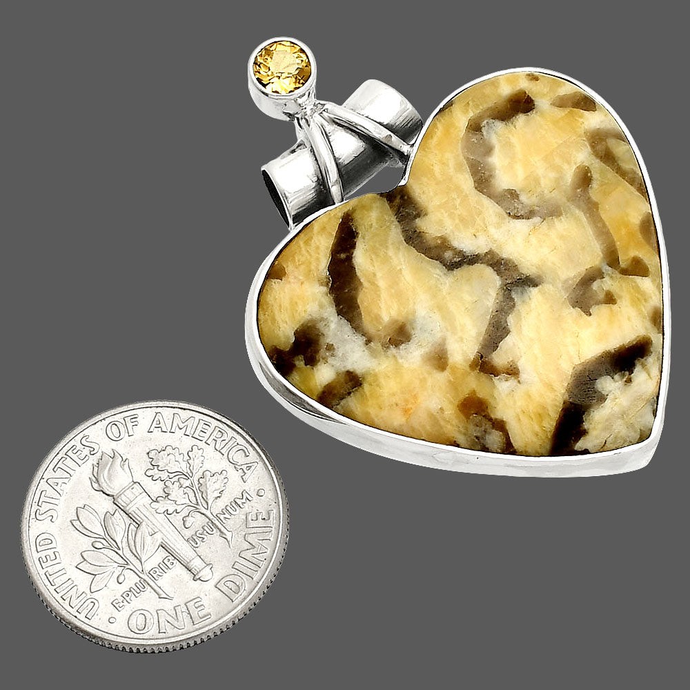 Heart - Septarian - Dragon Stone & Citrine Pendant P-1159 SDP149781