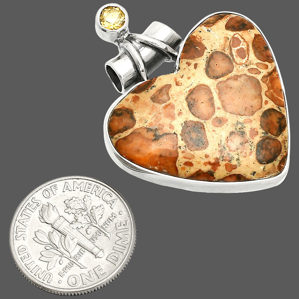 Heart - Leopardite Jasper & Citrine Pendant P-1159 SDP149790