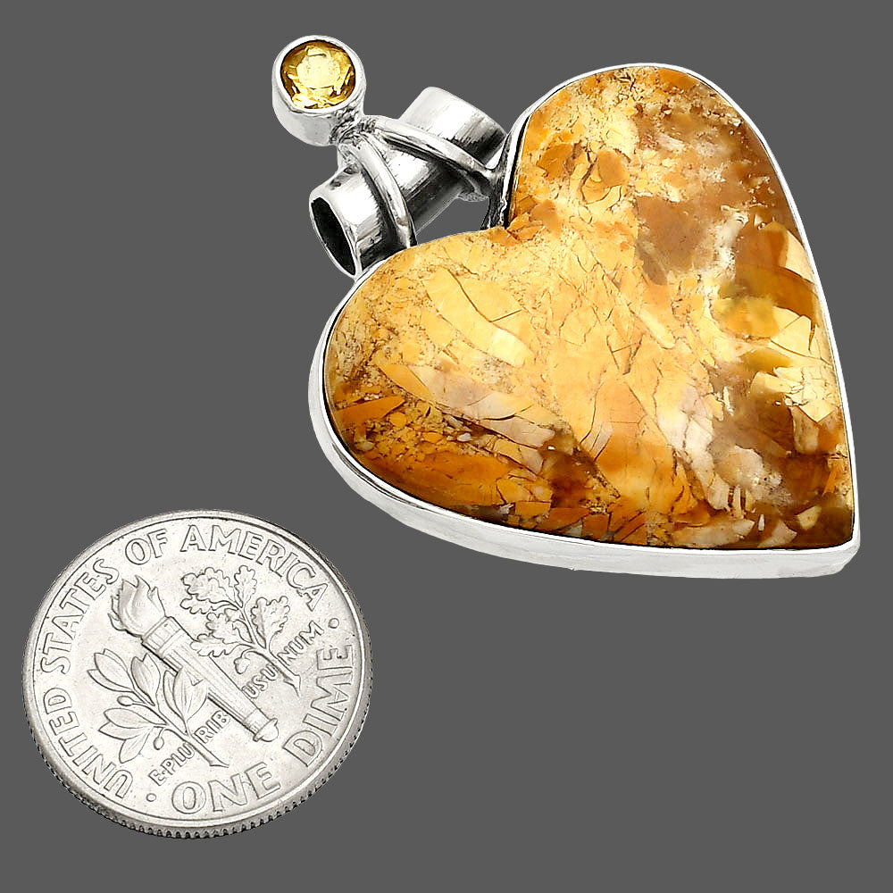 Heart - Brecciated Mookaite & Citrine Pendant P-1159 SDP149794