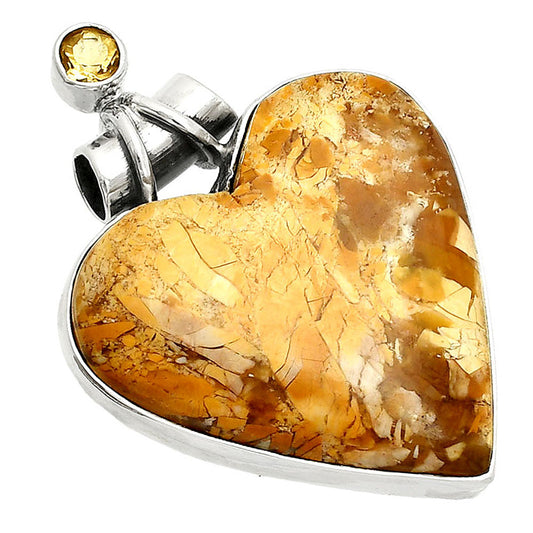 Heart - Brecciated Mookaite & Citrine Pendant P-1159 SDP149794