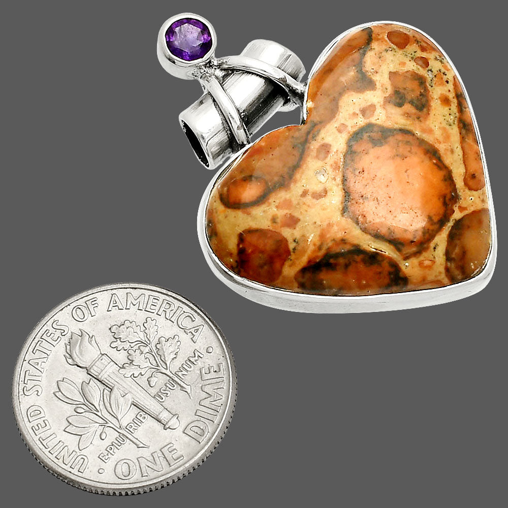 Heart - Leopardite Jasper & Amethyst Pendant P-1159 SDP149799