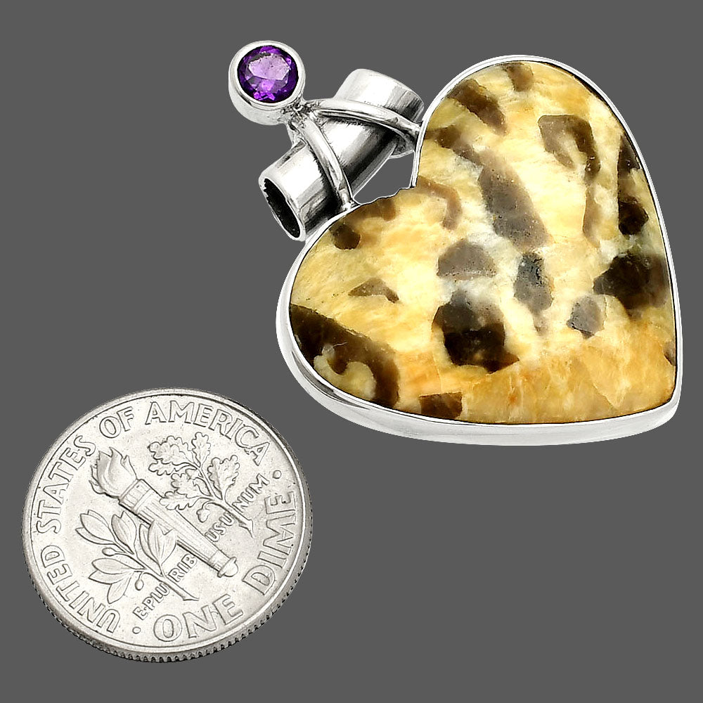 Heart - Septarian - Dragon Stone & Amethyst Pendant P-1159 SDP149801