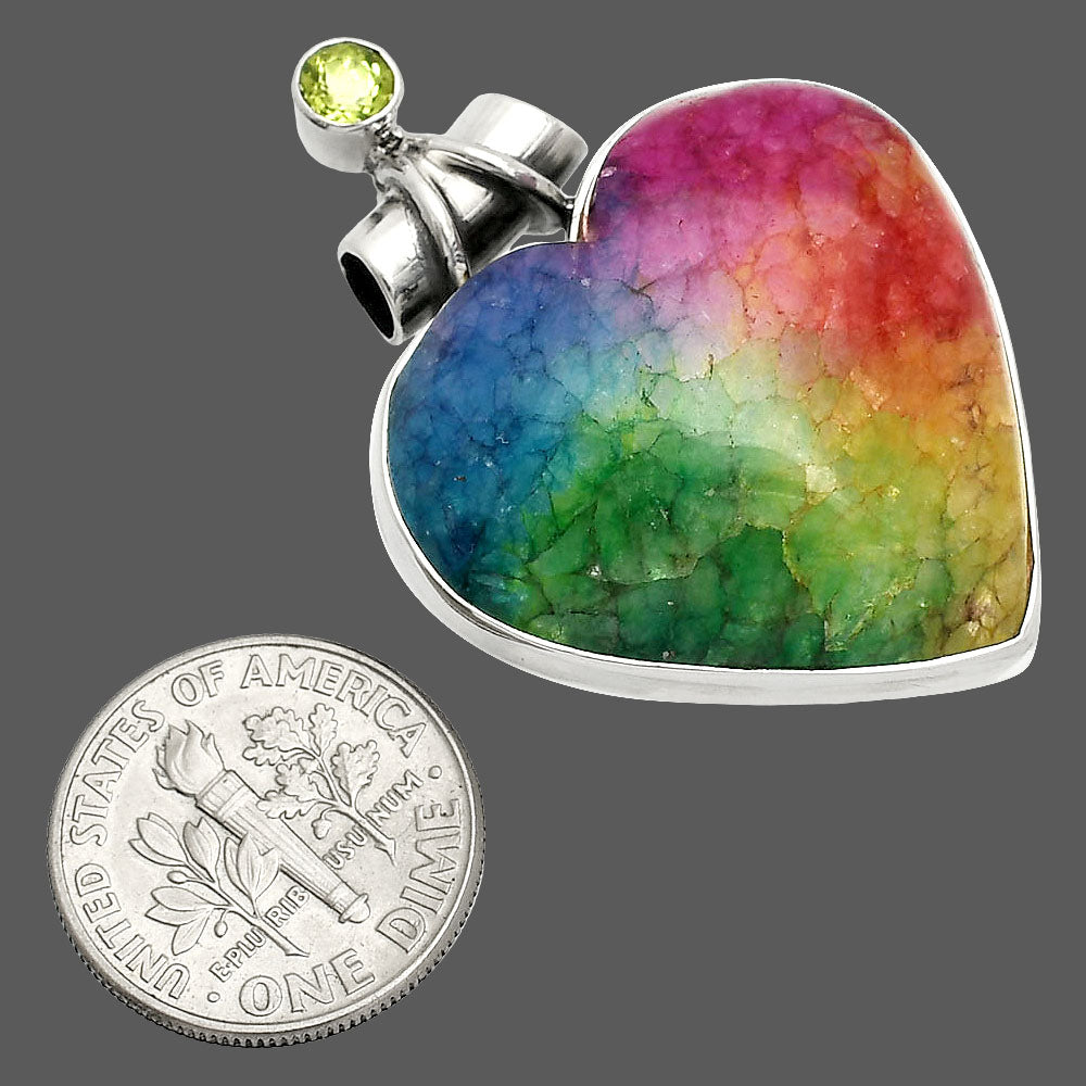 Heart - Multi Solar Quartz & Peridot Pendant P-1159 SDP149808