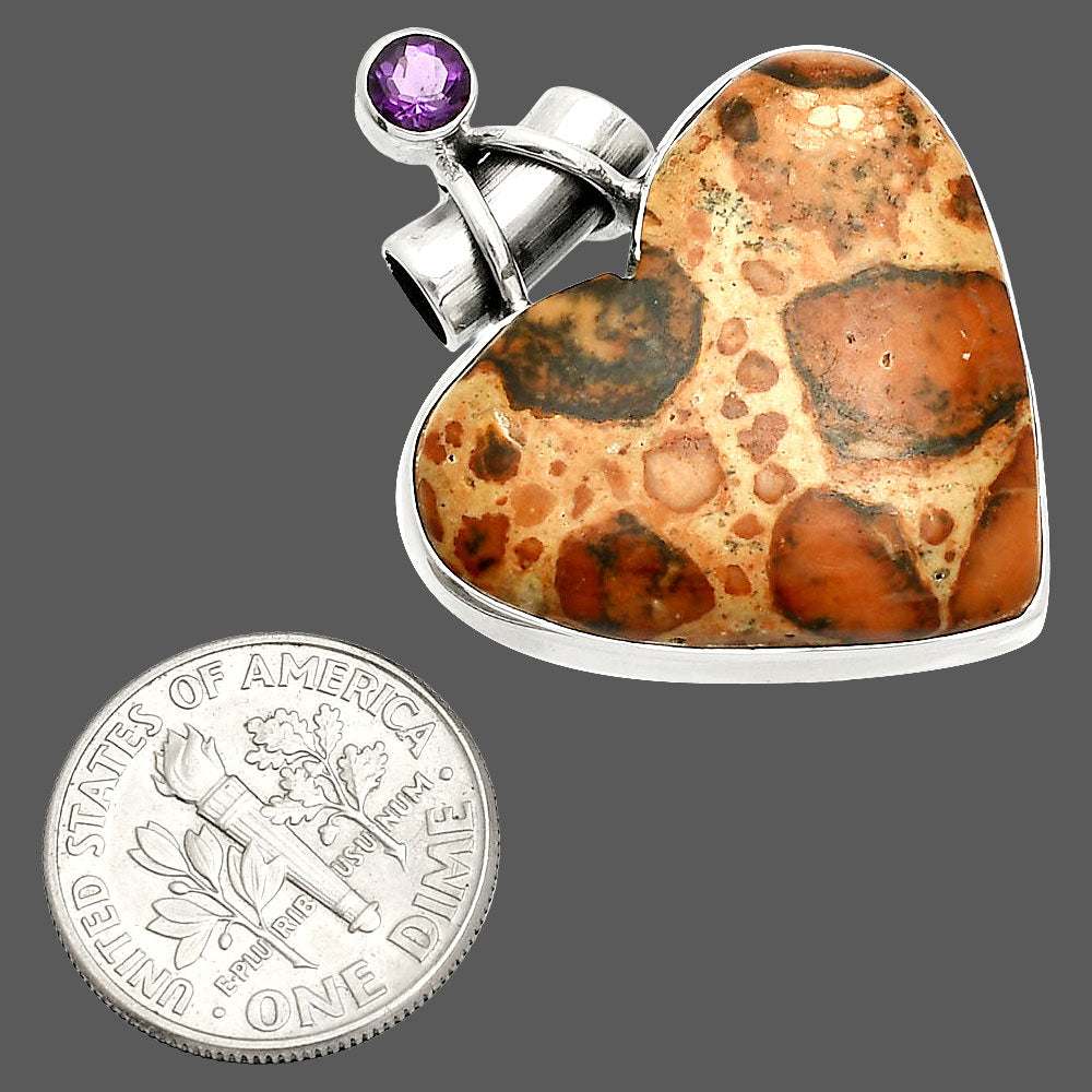 Heart - Leopardite Jasper & Amethyst Pendant P-1159 SDP149811
