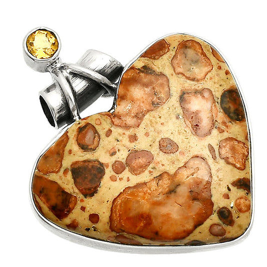 Heart - Leopardite Jasper & Citrine Pendant P-1159 SDP149815