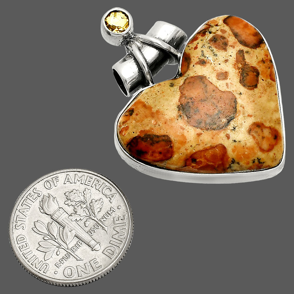 Heart - Leopardite Jasper & Citrine Pendant P-1159 SDP149819