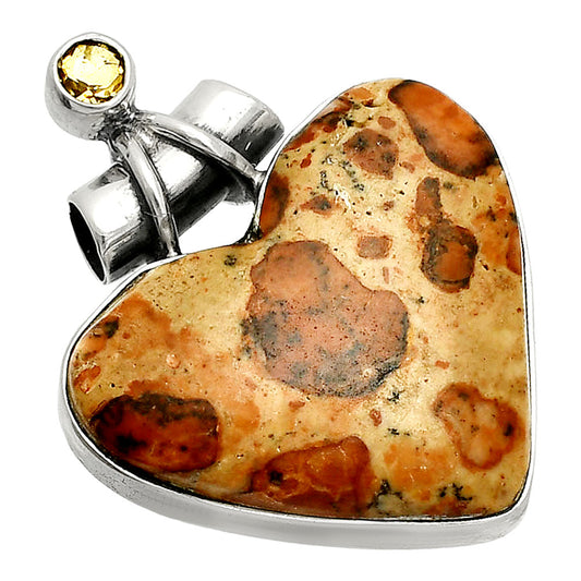 Heart - Leopardite Jasper & Citrine Pendant P-1159 SDP149819
