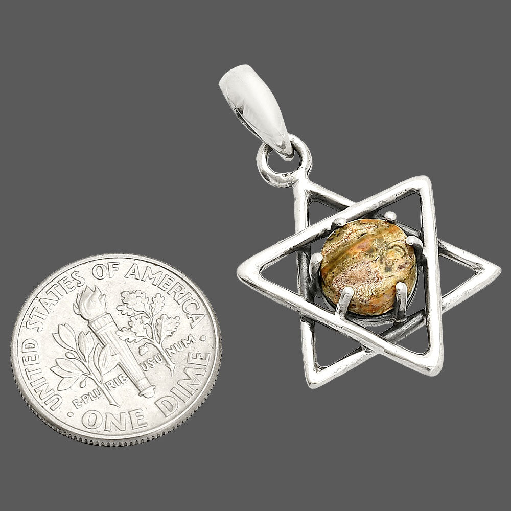 Star of David - Natural Leopard Skin Jasper Pendant P-1004 SDP150074