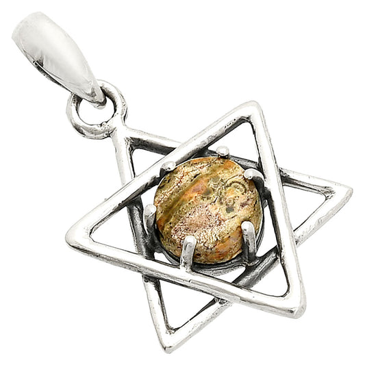 Star of David - Natural Leopard Skin Jasper Pendant P-1004 SDP150074