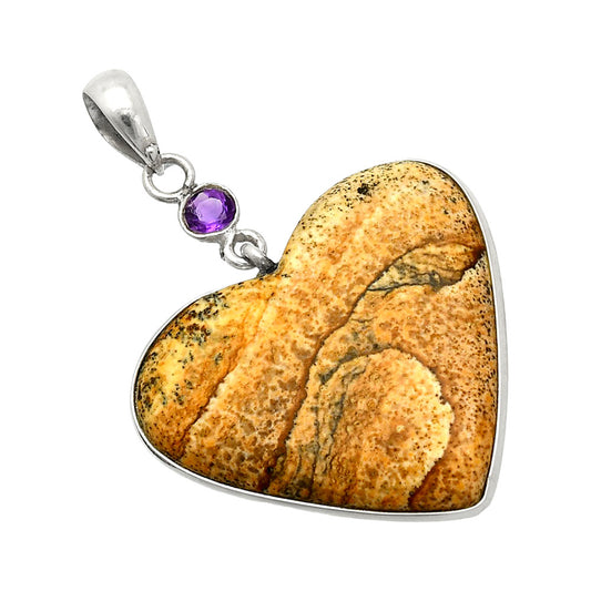 Heart - Picture Jasper & Amethyst Pendant P-1098 SDP150185