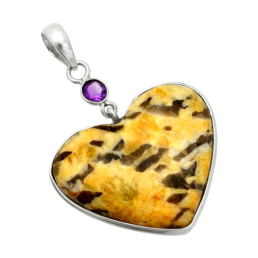 Heart - Septarian - Dragon Stone & Amethyst Pendant P-1098 SDP150187
