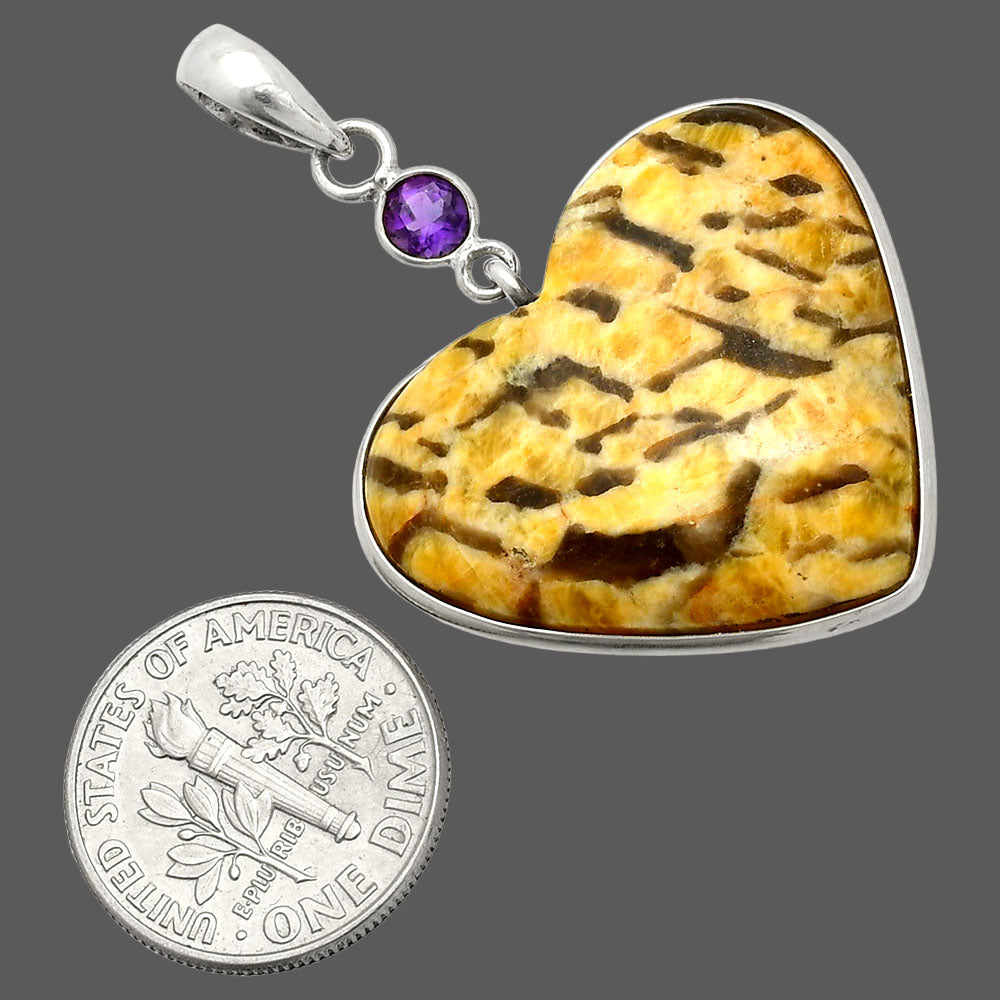 Heart - Septarian - Dragon Stone & Amethyst Pendant P-1098 SDP150193