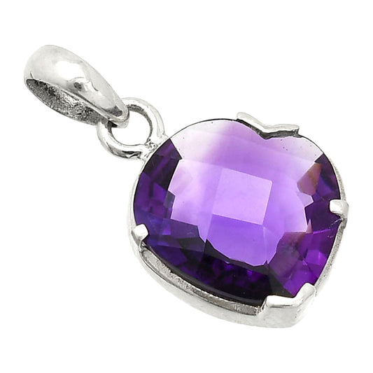 Heart - African Amethyst Checker Pendant P-1043 SDP150220