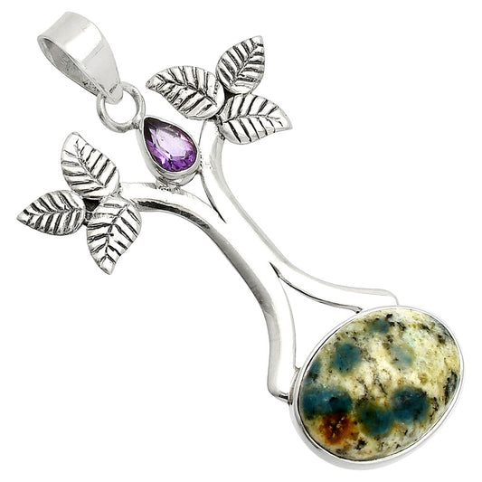 K2 Blue Azurite In Quartz & Amethyst Pendant P-1420 SDP150239